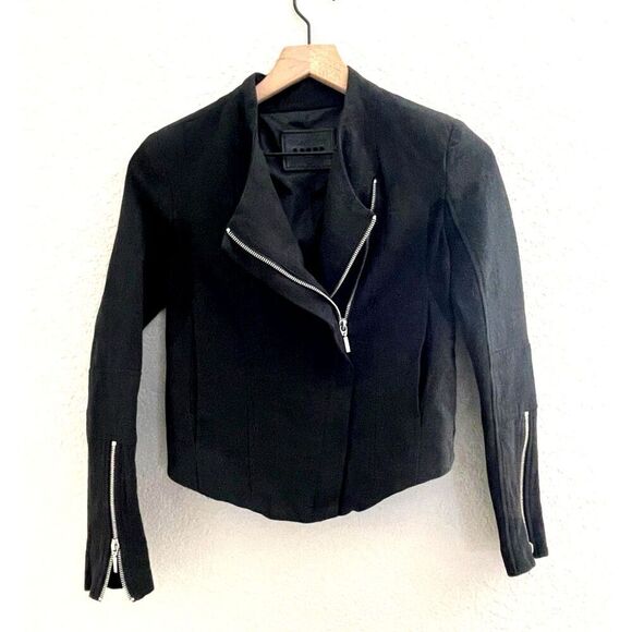 Blank NYC Black Fabric and Mesh Moto Jacket XS - Picture 1 of 8